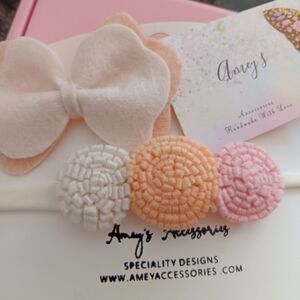 Amey's Accessories Pink and White Hairband